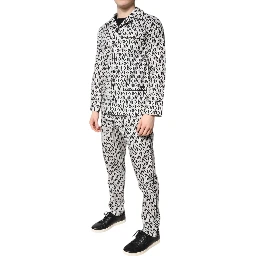 Black White DG Print Cotton Pajama Set Sleepwear
