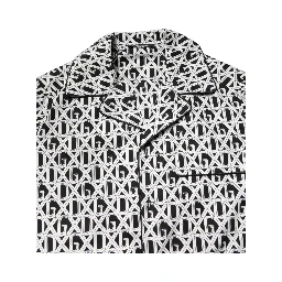 Black White DG Print Cotton Pajama Set Sleepwear