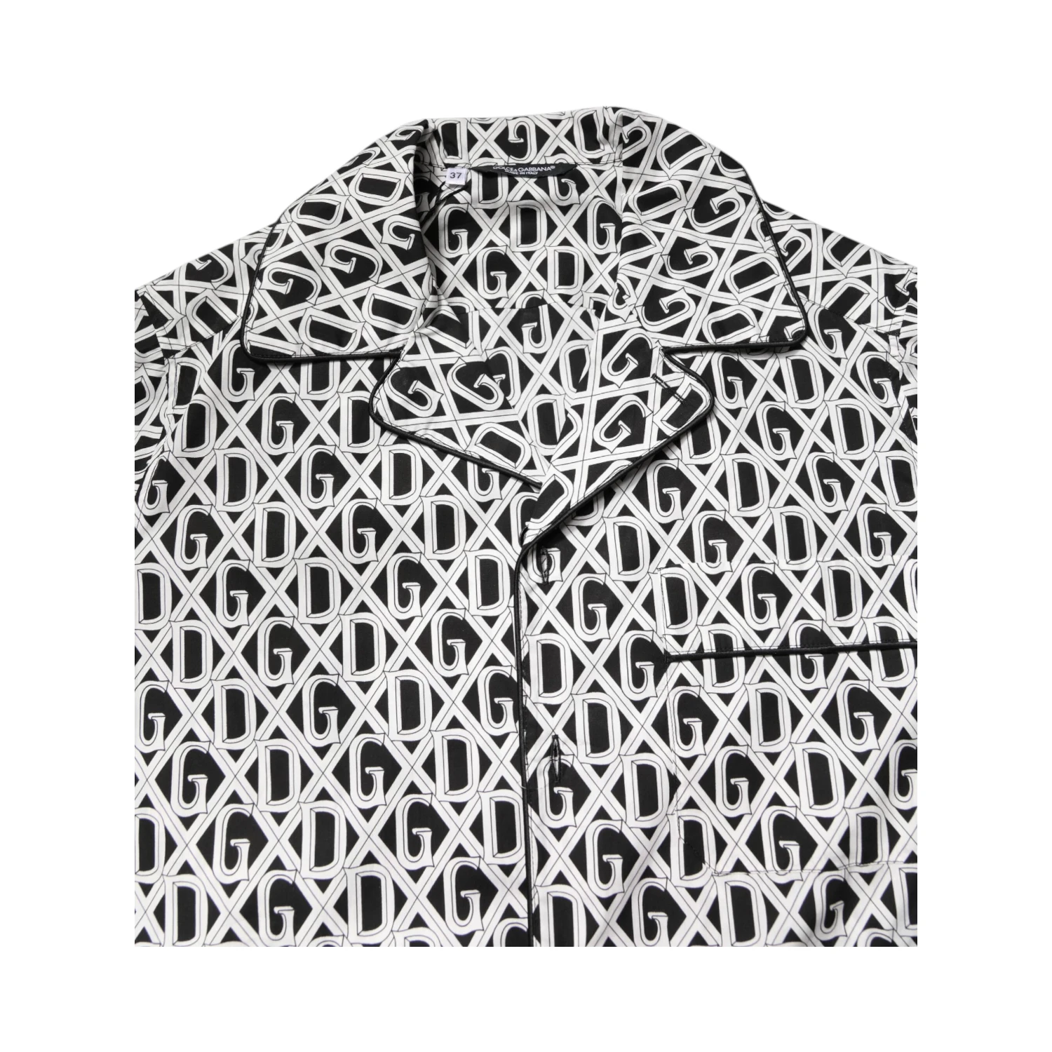 Black White DG Print Cotton Pajama Set Sleepwear