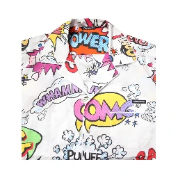 White Cartoon Print Cotton Men Pajama Set Sleepwear