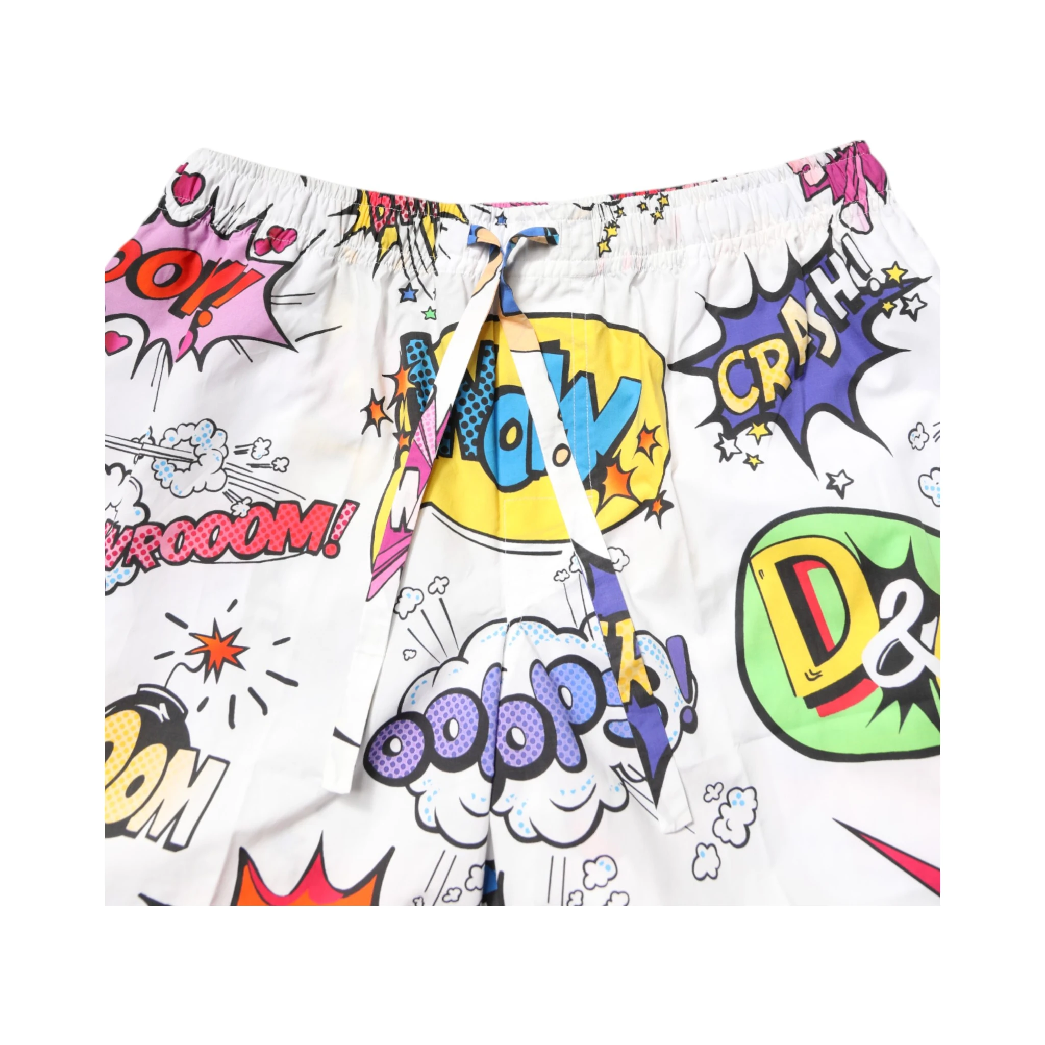 White Cartoon Print Cotton Men Pajama Set Sleepwear