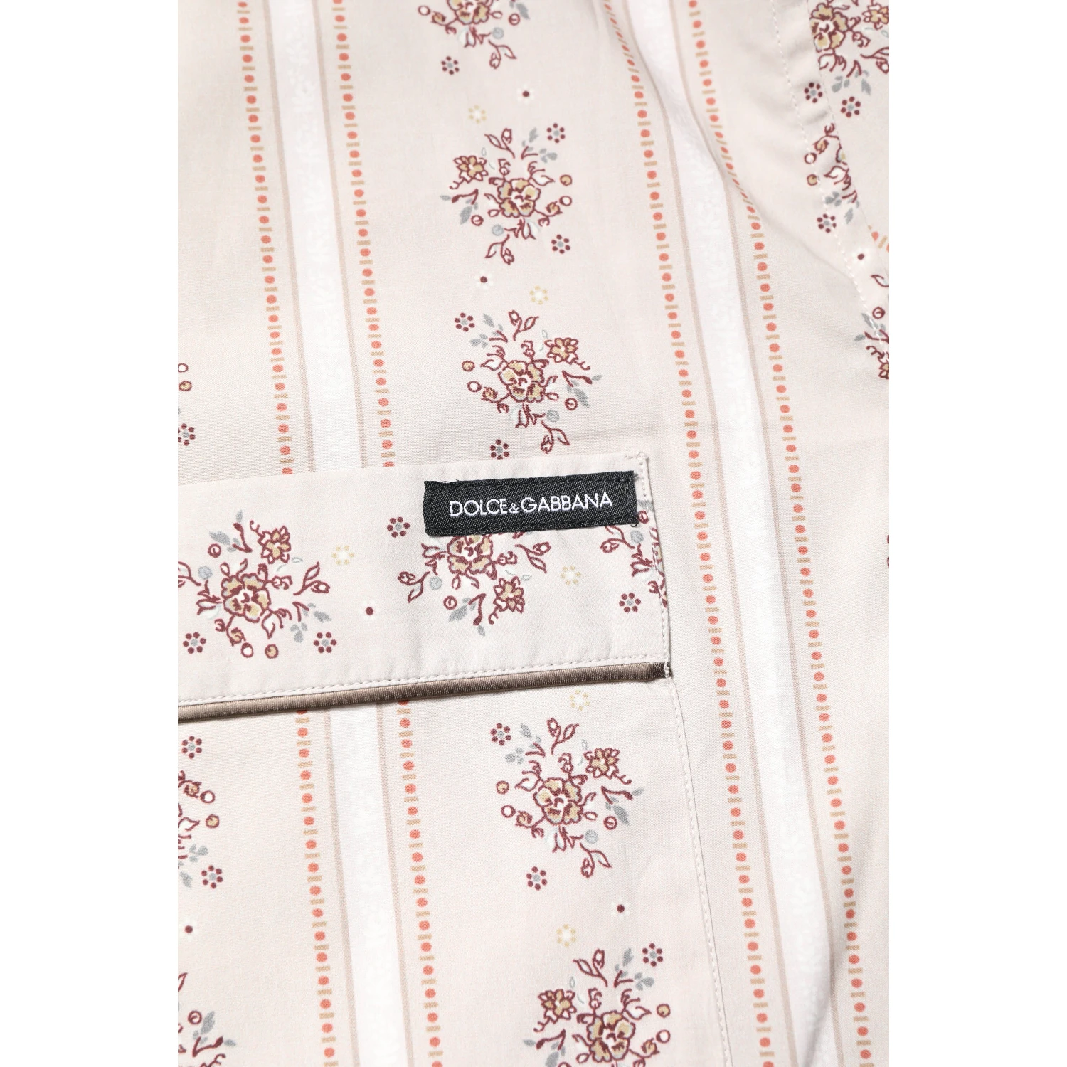 Beige Floral Print Cotton Men Pajama Set Sleepwear