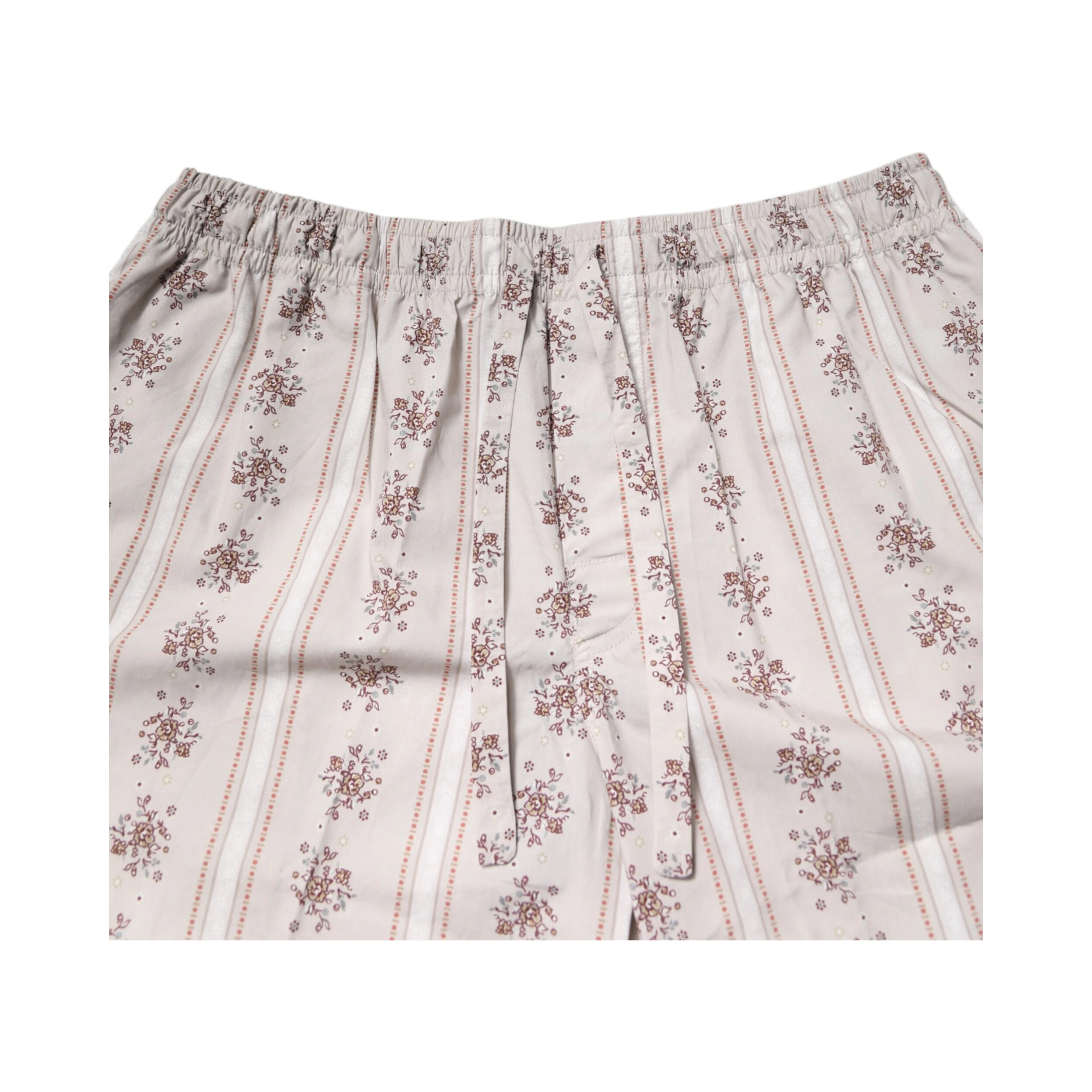 Beige Floral Print Cotton Men Pajama Set Sleepwear