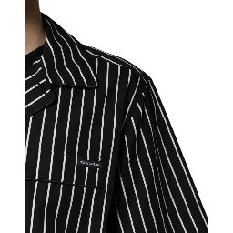 Black White Stripes Cotton Men Pajama Set Sleepwear