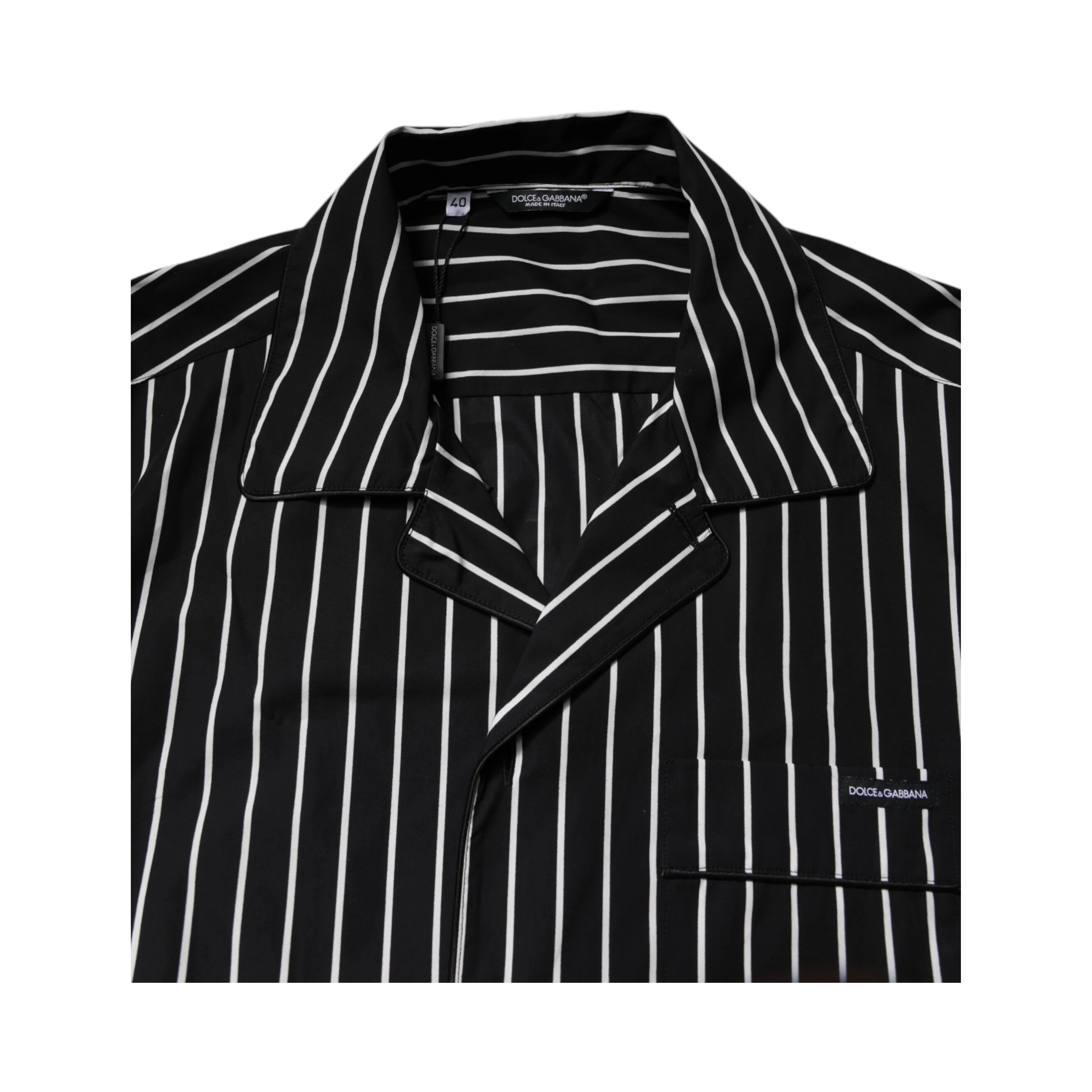 Black White Stripes Cotton Men Pajama Set Sleepwear