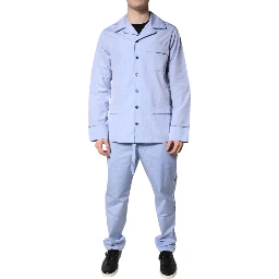 Light Blue DG Logo Cotton Men Pajama Set Sleepwear