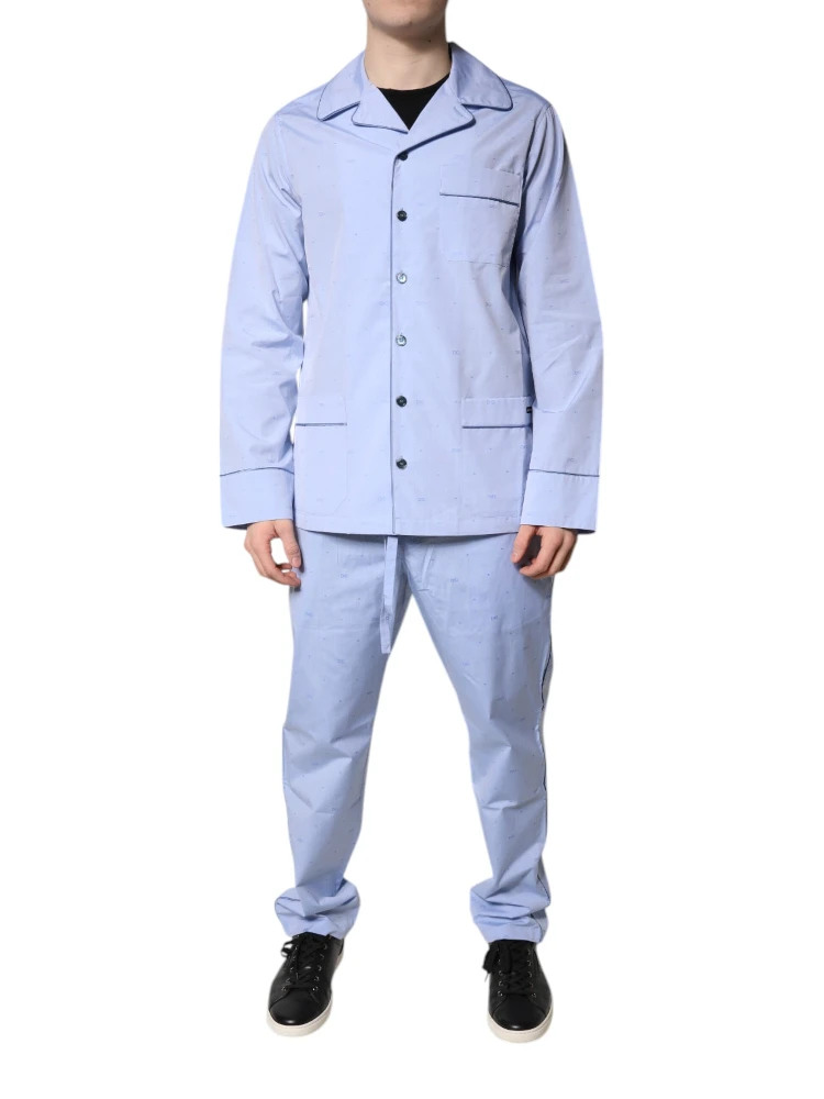 Light Blue DG Logo Cotton Men Pajama Set Sleepwear alternative