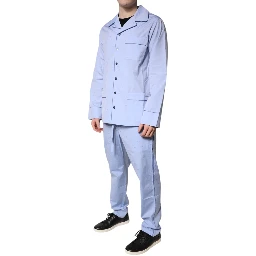 Light Blue DG Logo Cotton Men Pajama Set Sleepwear