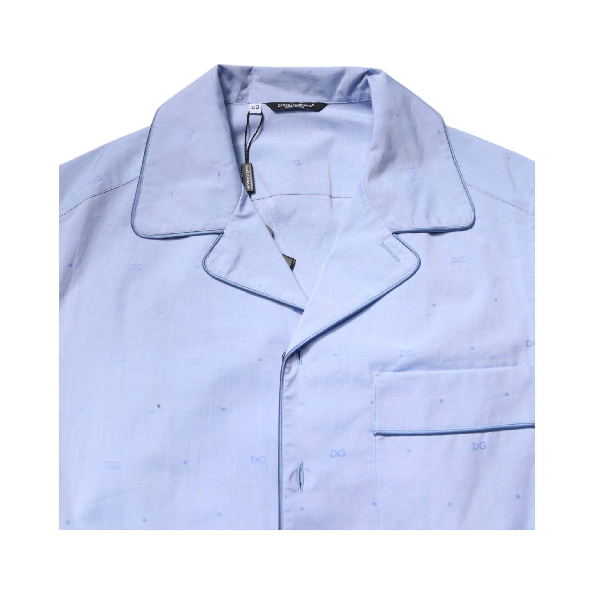 Light Blue DG Logo Cotton Men Pajama Set Sleepwear