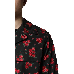 Black Floral Print Cotton Men Pajama Set Sleepwear