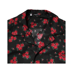 Black Floral Print Cotton Men Pajama Set Sleepwear