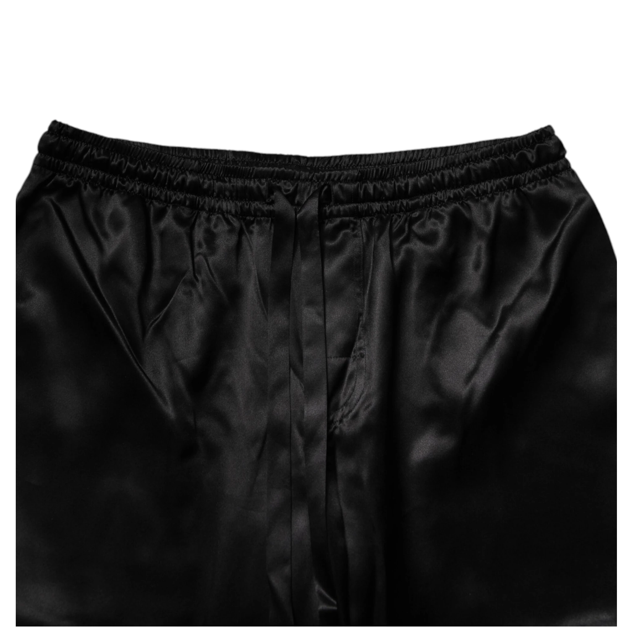 Black Silk Shirt Pants Pajama Set Sleepwear