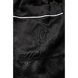 Black Silk Shirt Pants Pajama Set Sleepwear