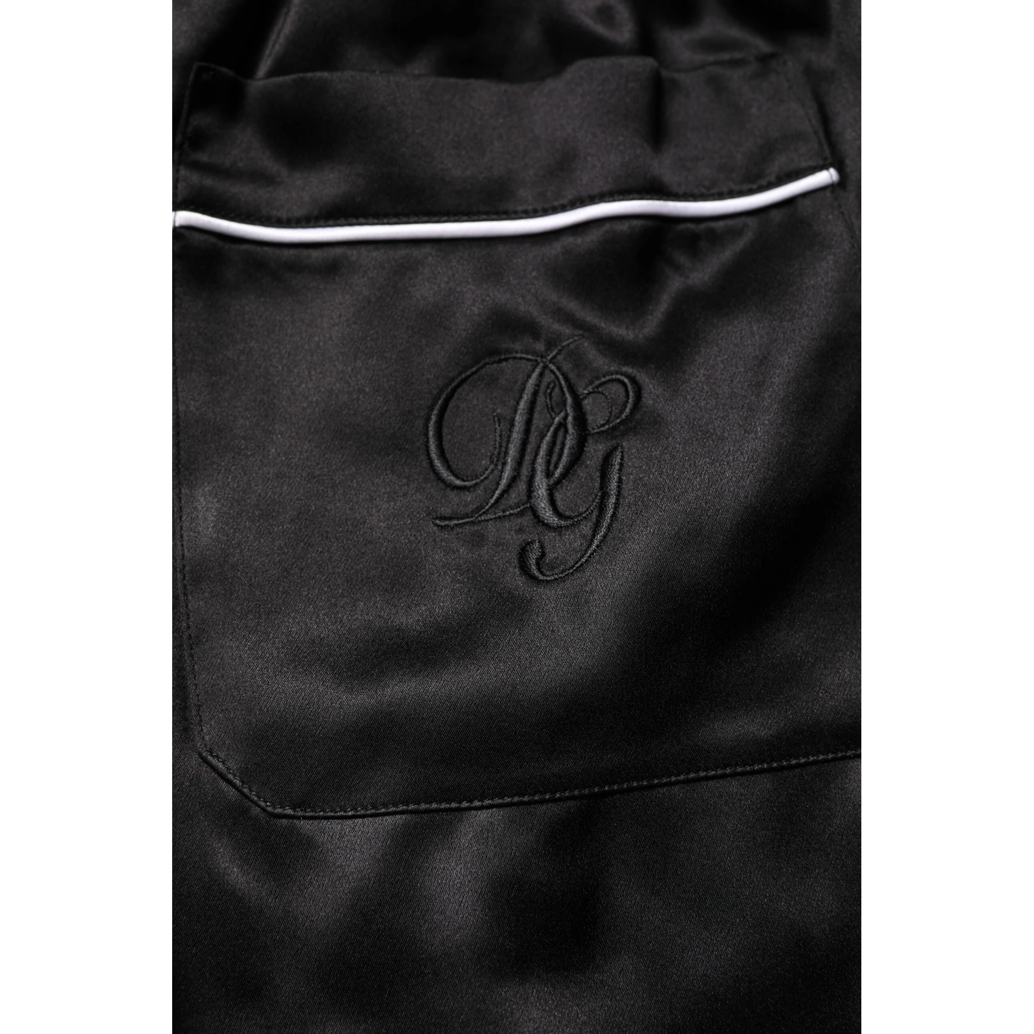 Black Silk Shirt Pants Pajama Set Sleepwear