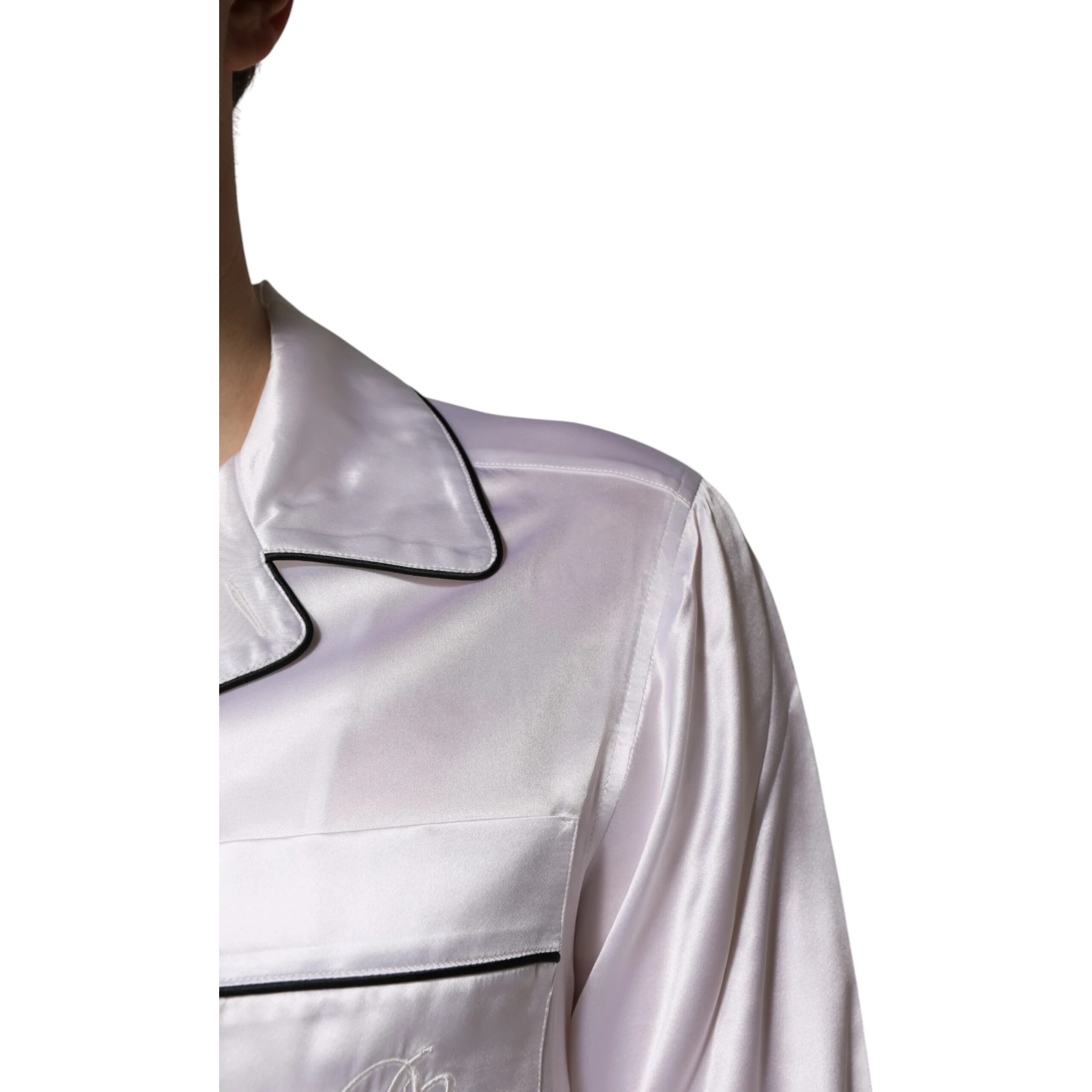 White Satin Silk Men Pajama Set Sleepwear