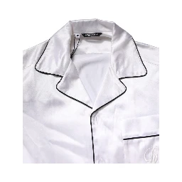 White Satin Silk Men Pajama Set Sleepwear