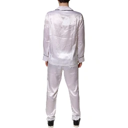 White Satin Silk Men Pajama Set Sleepwear