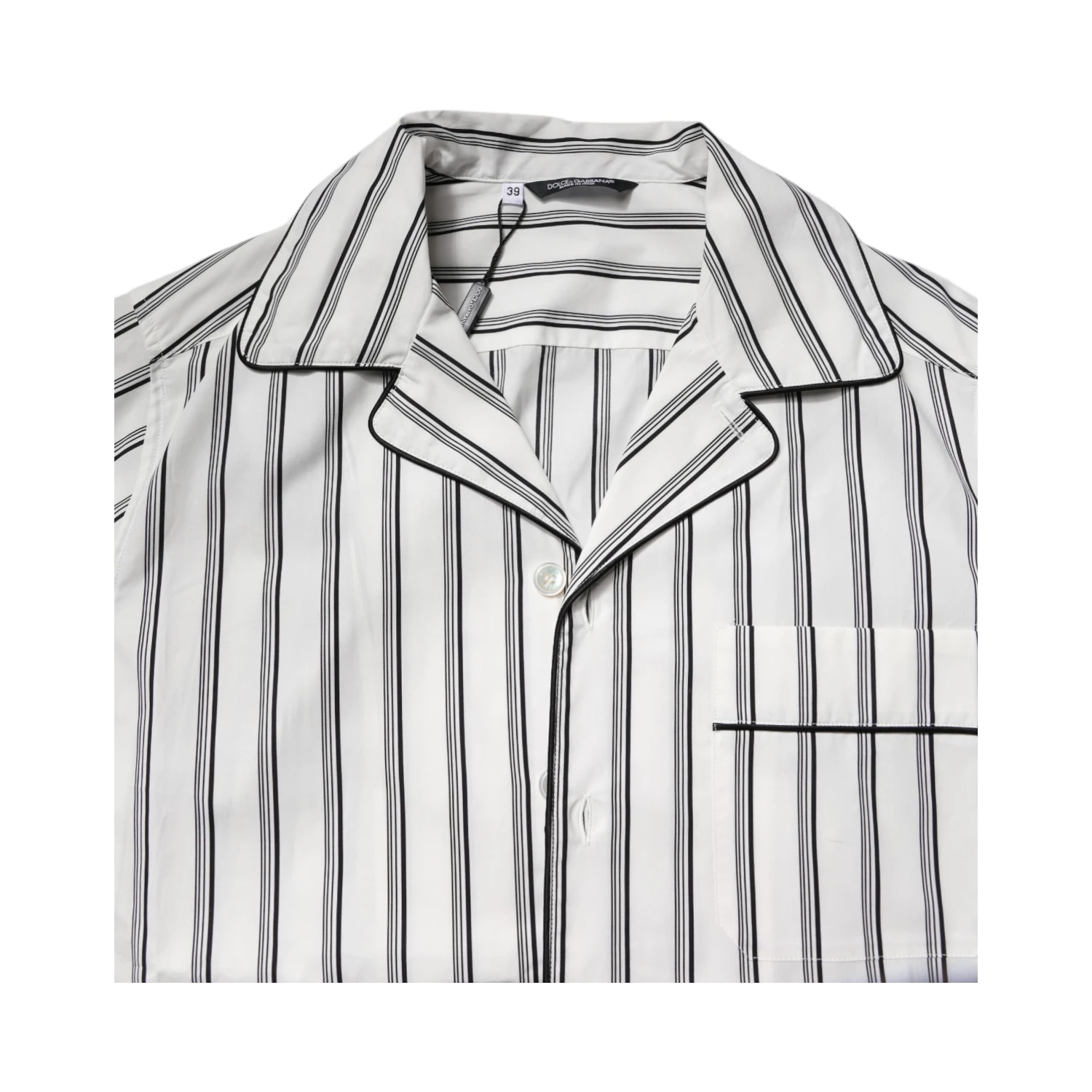 White Black Stripes Cotton Men Pajama Set Sleepwear