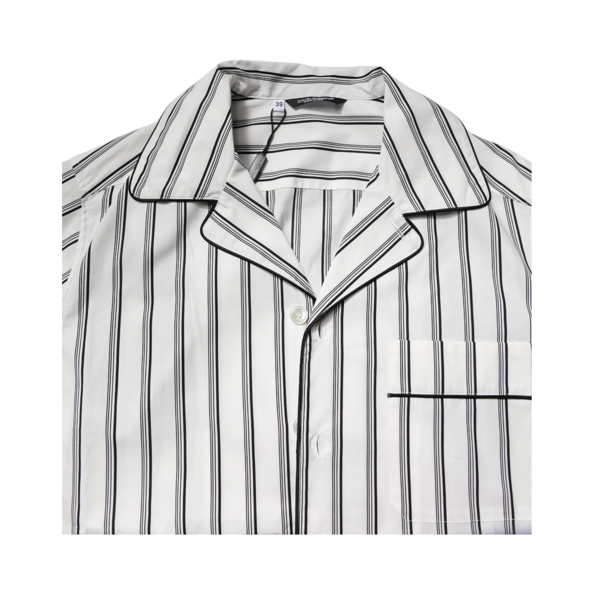 White Black Stripes Cotton Men Pajama Set Sleepwear