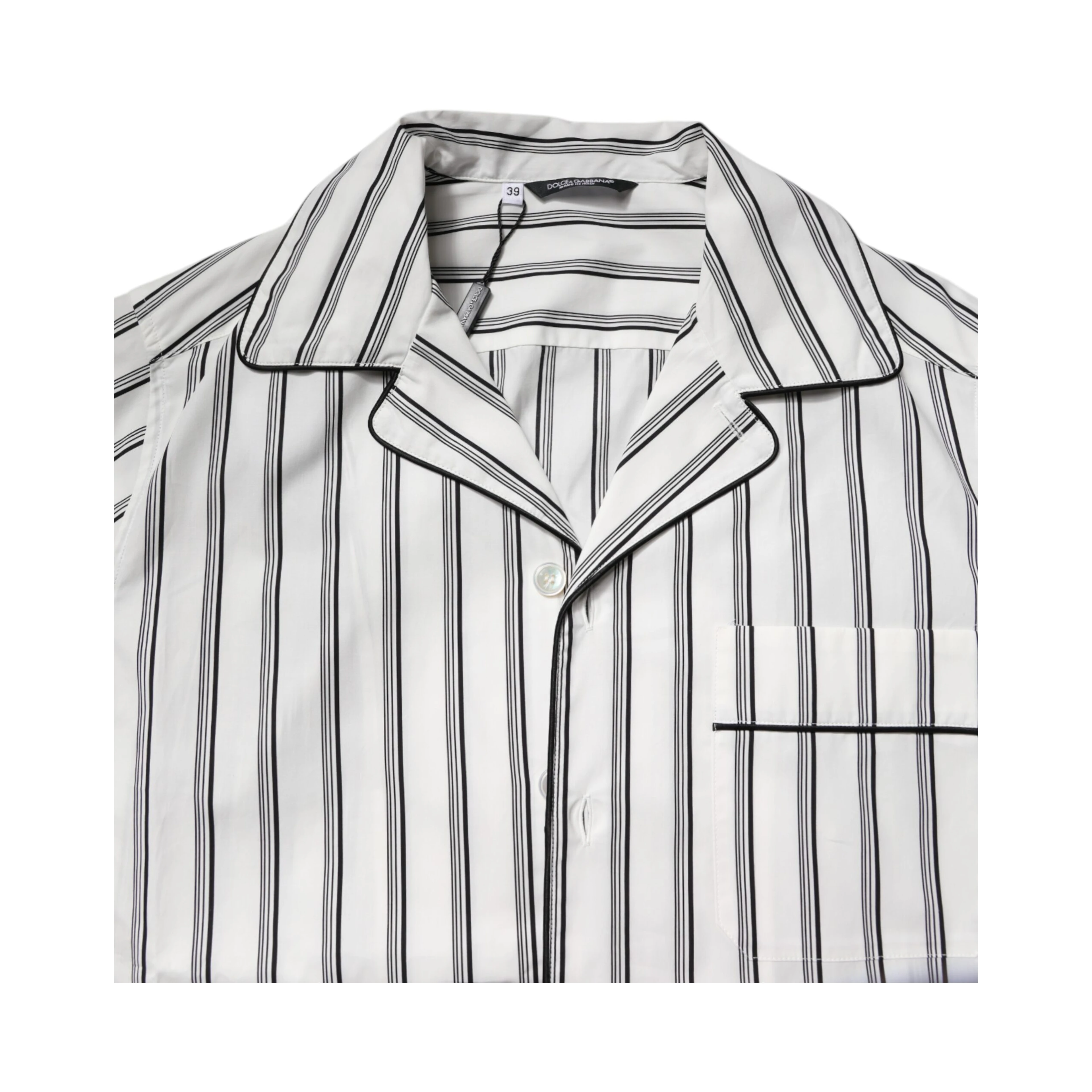 White Black Stripes Cotton Men Pajama Set Sleepwear