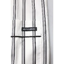 White Black Stripes Cotton Men Pajama Set Sleepwear