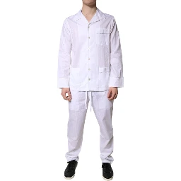 White Cotton Shirt Pants Pajama Set Sleepwear