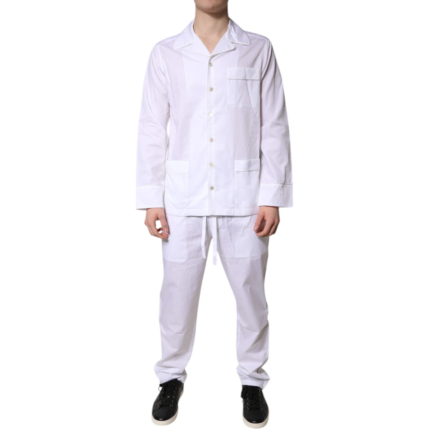 White Cotton Shirt Pants Pajama Set Sleepwear