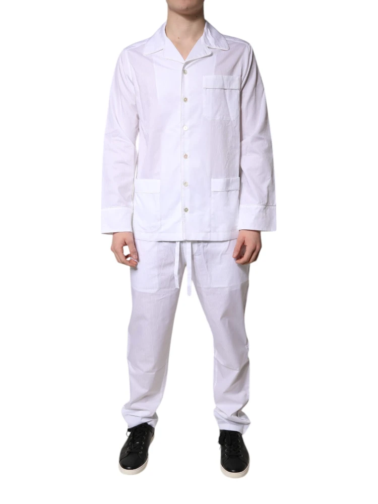 White Cotton Shirt Pants Pajama Set Sleepwear alternative