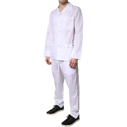 White Cotton Shirt Pants Pajama Set Sleepwear