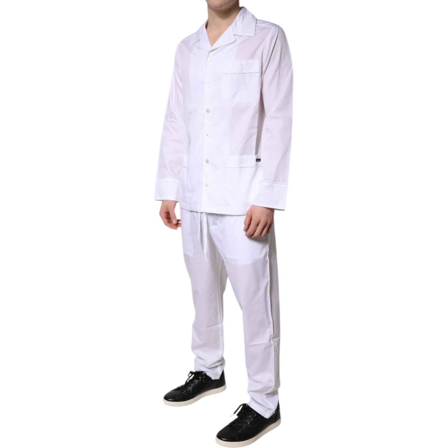White Cotton Shirt Pants Pajama Set Sleepwear