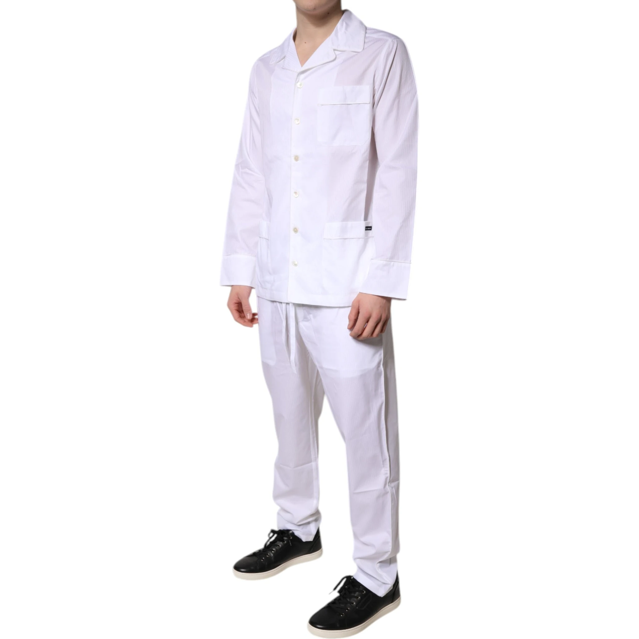 White Cotton Shirt Pants Pajama Set Sleepwear