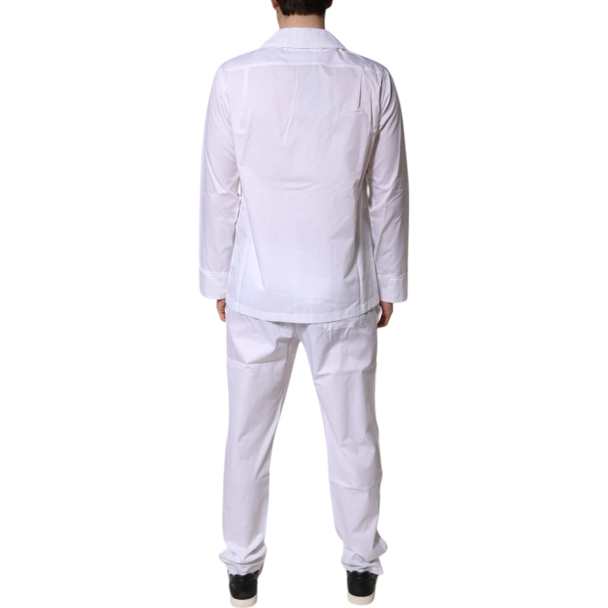 White Cotton Shirt Pants Pajama Set Sleepwear