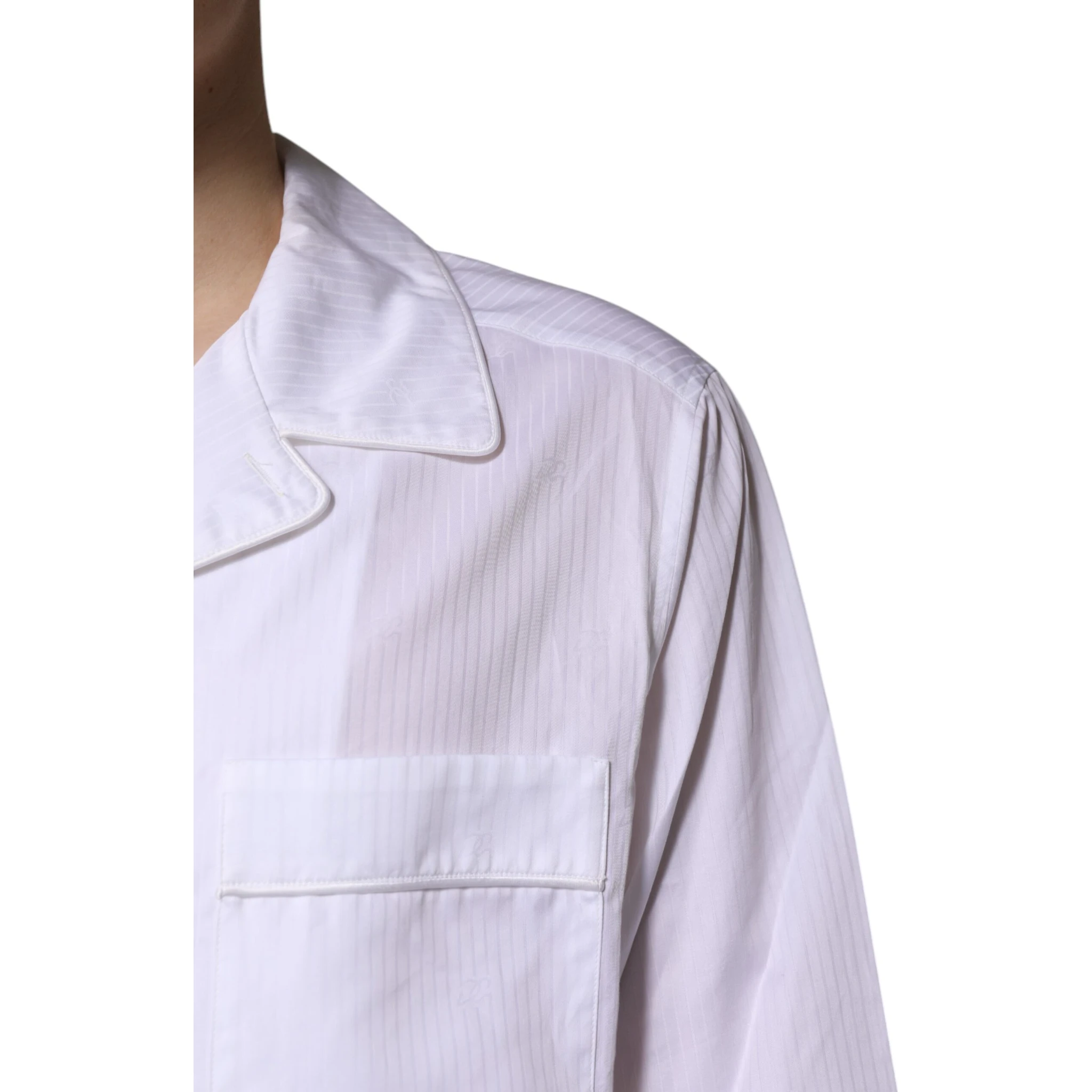 White Cotton Shirt Pants Pajama Set Sleepwear