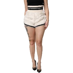 White Faux Fur High Waisted Hot Pants Short
