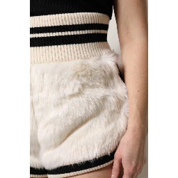 White Faux Fur High Waisted Hot Pants Short