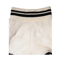 White Faux Fur High Waisted Hot Pants Short