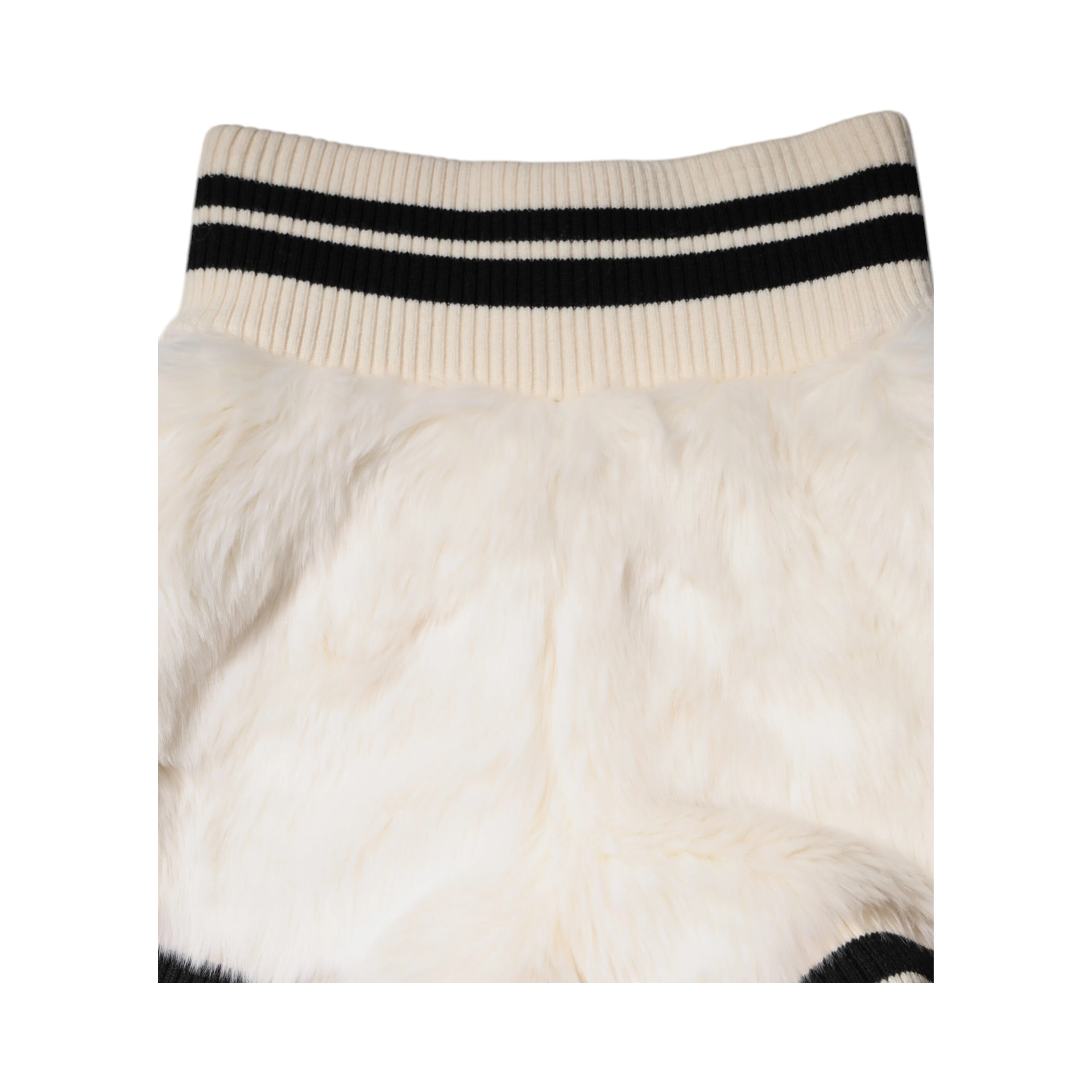 White Faux Fur High Waisted Hot Pants Short