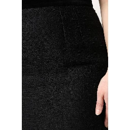 Black Wool Fringe High Waist Pencil Mini Skirt
