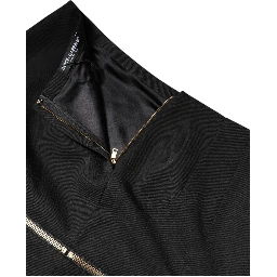 Black Virgin Wool High Waisted Mini Skirt