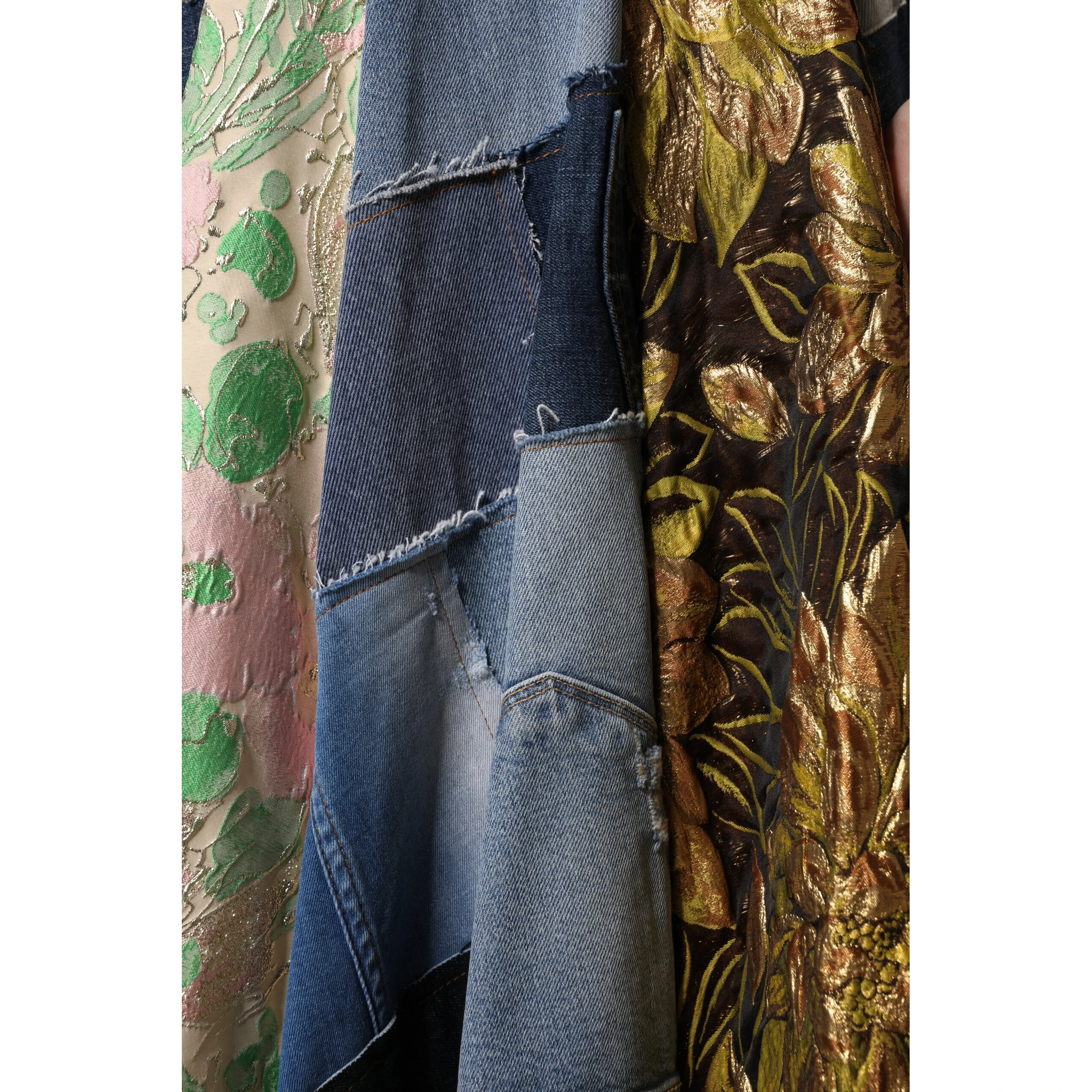 Multicolor Patchwork High Waisted Midi Skirt