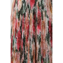 Multicolor Silk Floral High Waist Midi Skirt