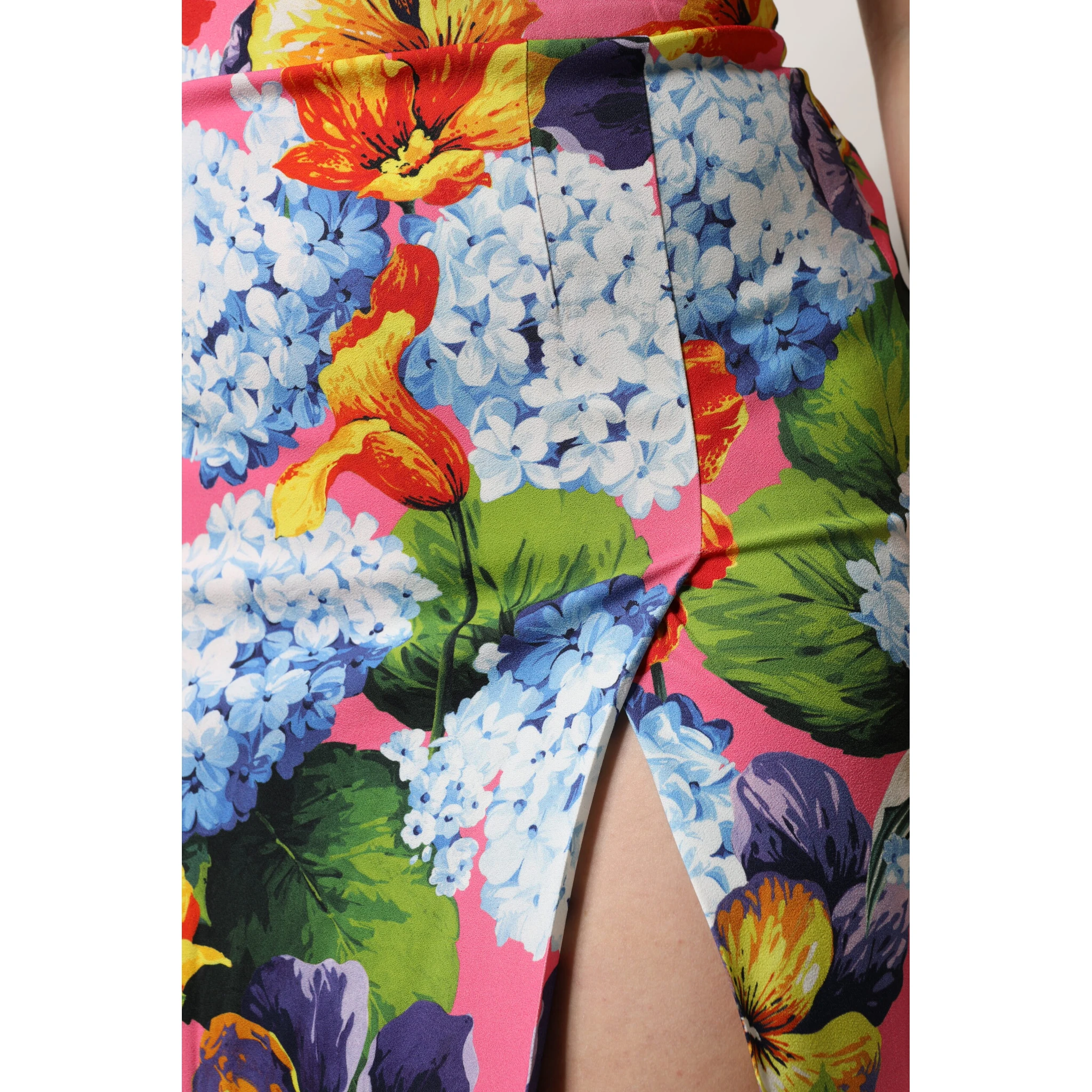 Multicolor Floral Print High Waist Midi Skirt