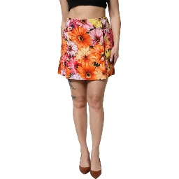 Multicolor Floral High Waist Mini Skirt