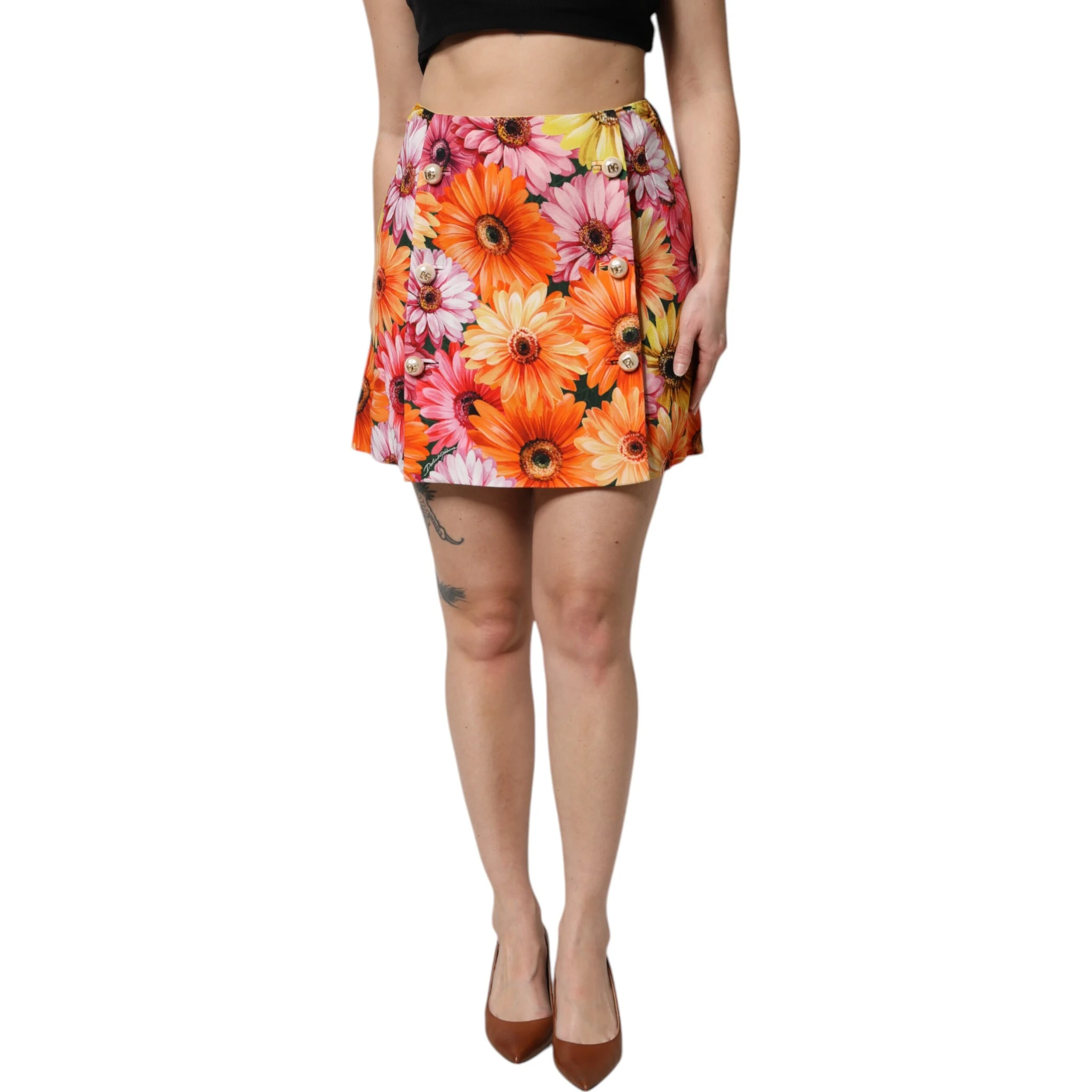 Multicolor Floral High Waist Mini Skirt