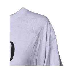 White Print Lace-Up Cotton Crew Neck T-shirt