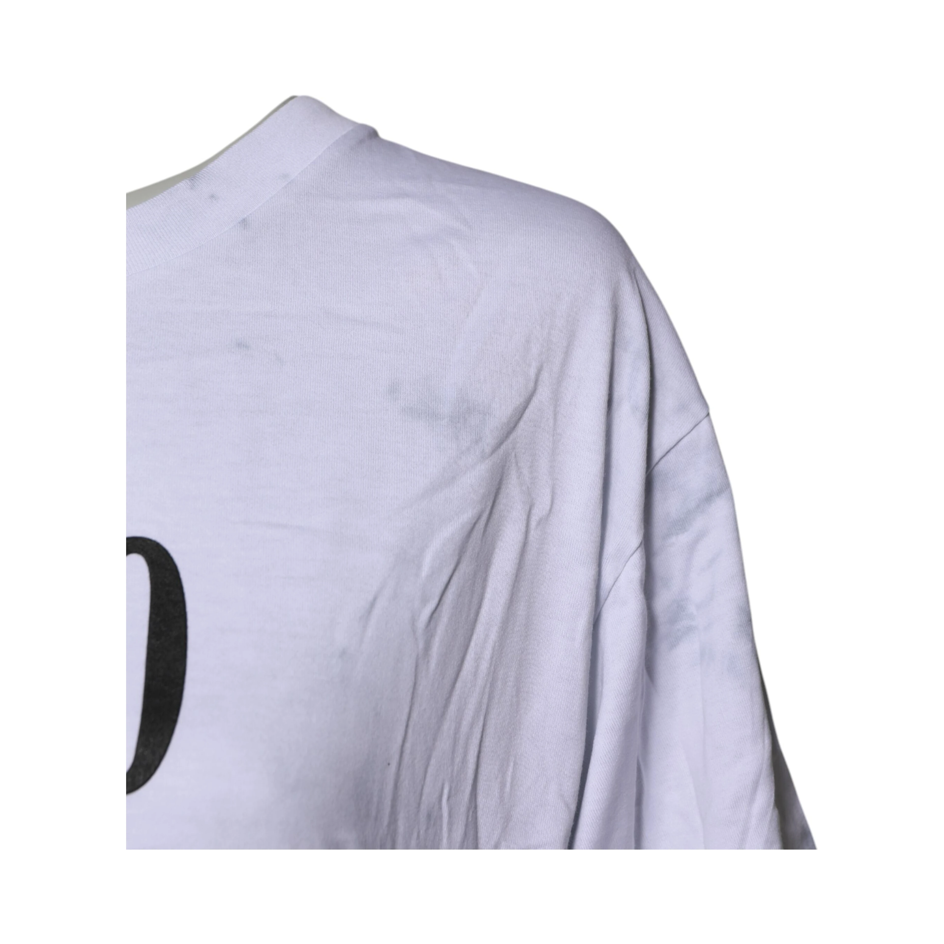 White Print Lace-Up Cotton Crew Neck T-shirt