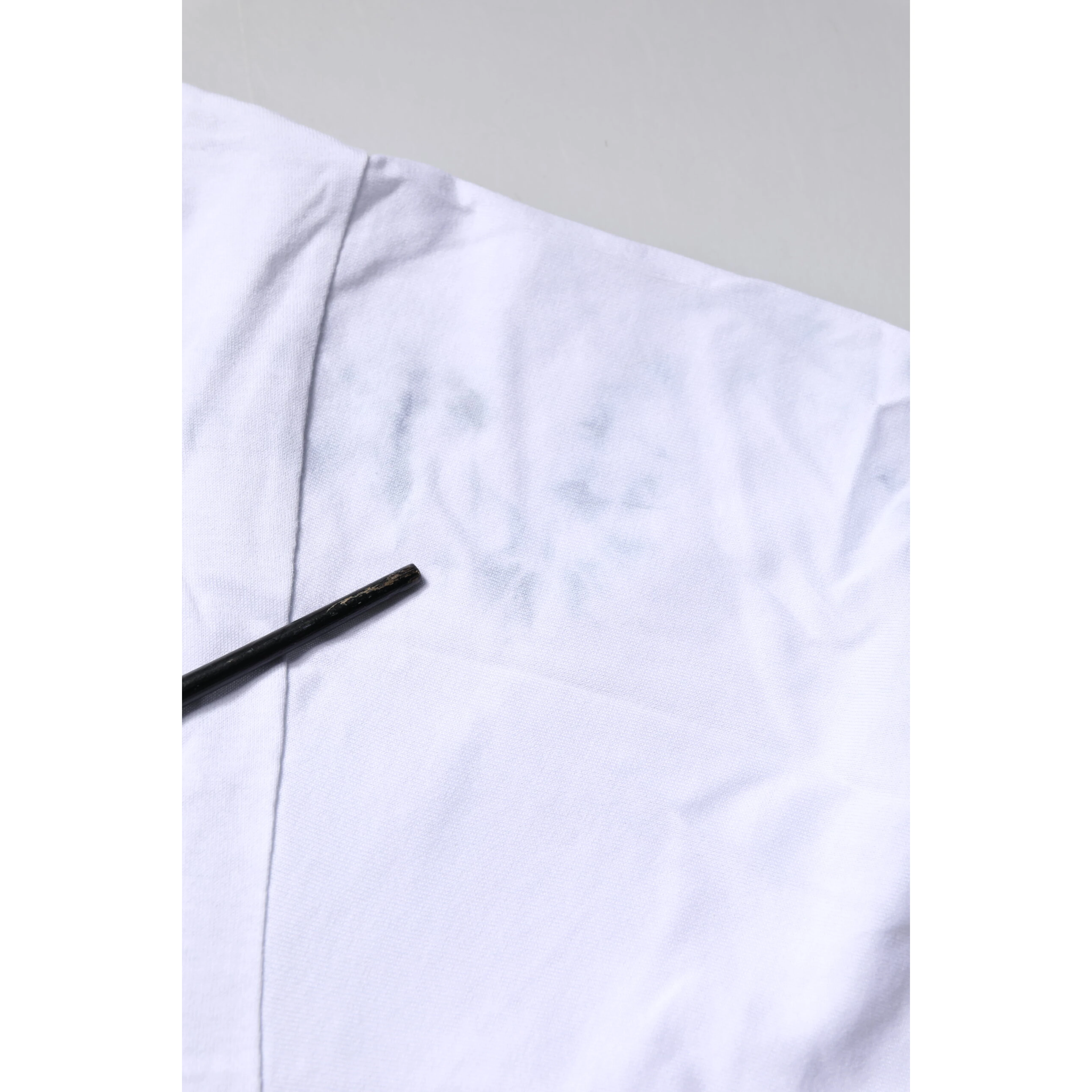 White Print Lace-Up Cotton Crew Neck T-shirt