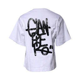 White Printed Cotton Crew Neck Tee T-shirt