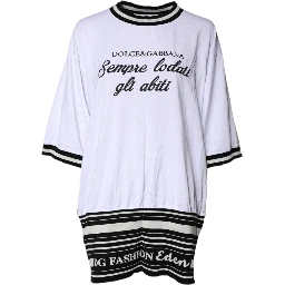 White Cotton DG Fashion Crew Neck Tee T-shirt
