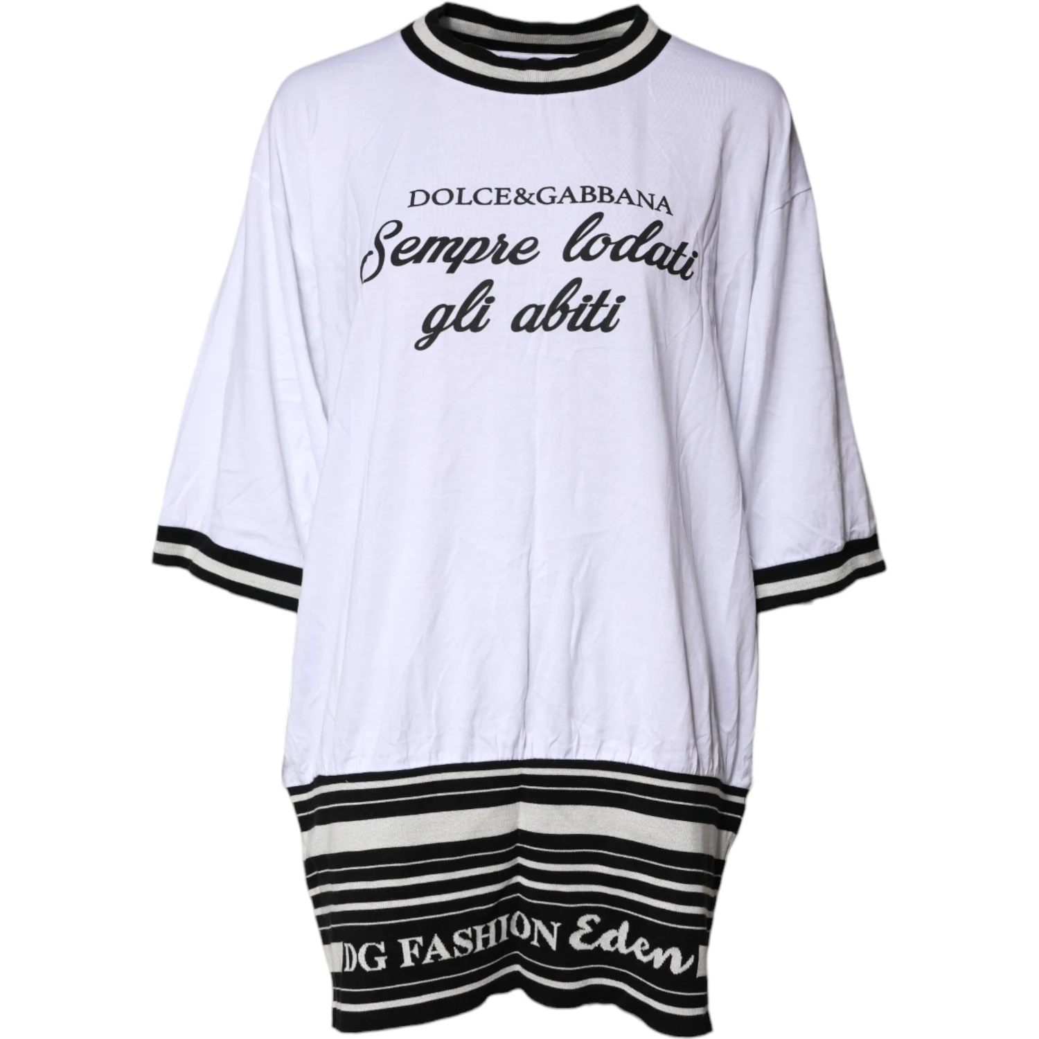 White Cotton DG Fashion Crew Neck Tee T-shirt